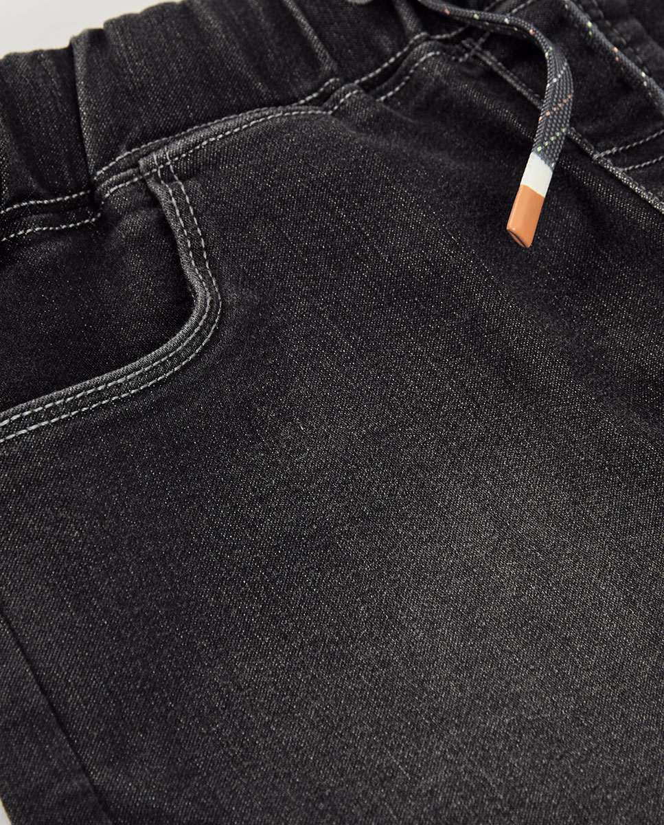 Bermudas Denim de Malha para Bebé Boboli Preto-3