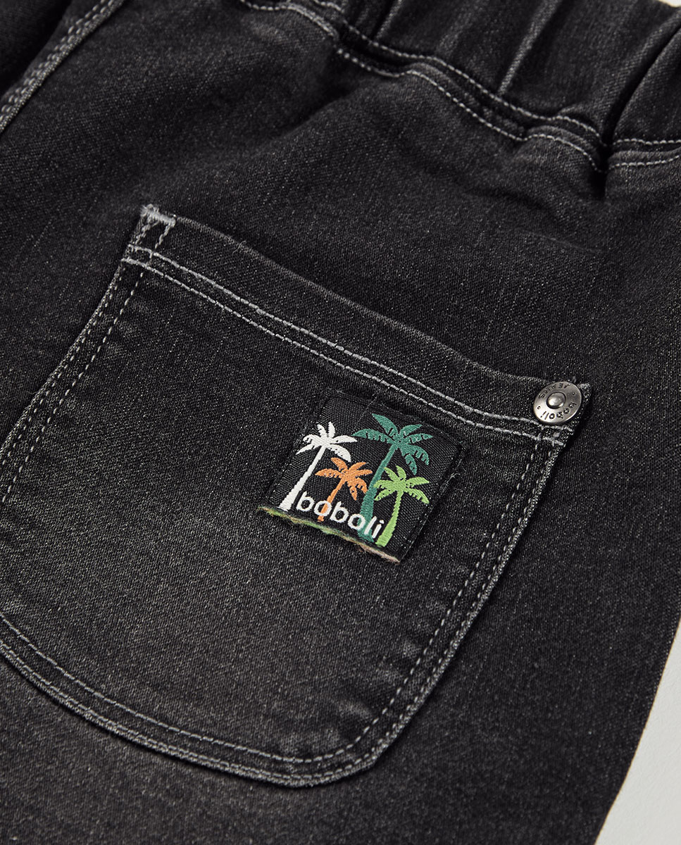 Bermudas Denim de Malha para Bebé Boboli Preto-4