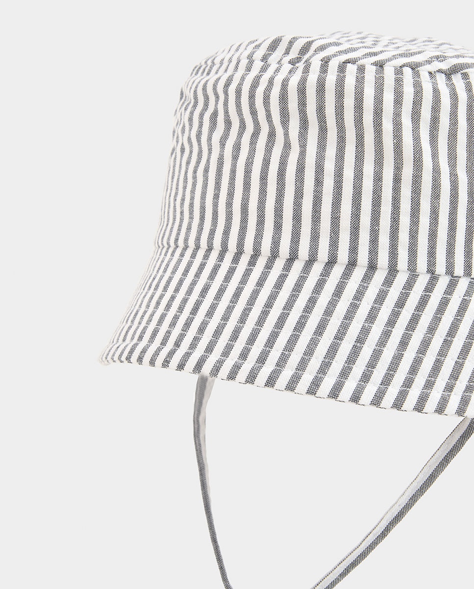 Boné para Bebé Às Riscas Cinzento / Branco-2