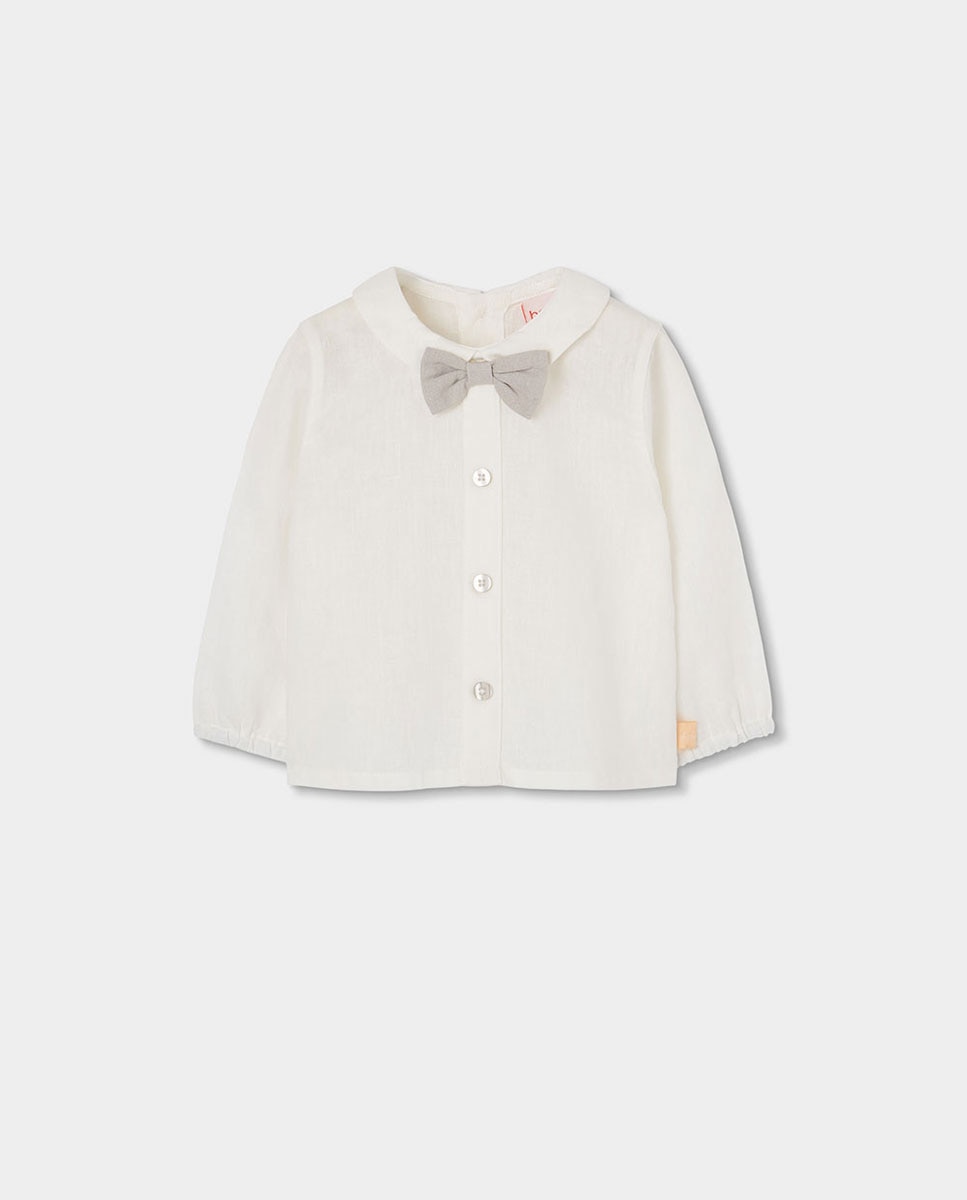 Conjunto de Linho para Bebé Bege / Branco-3