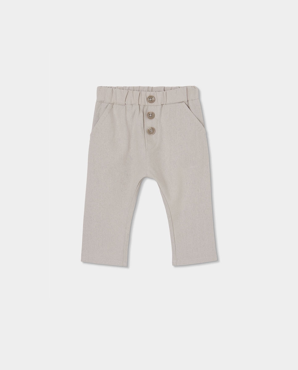 Conjunto de Linho para Bebé Bege / Branco-4