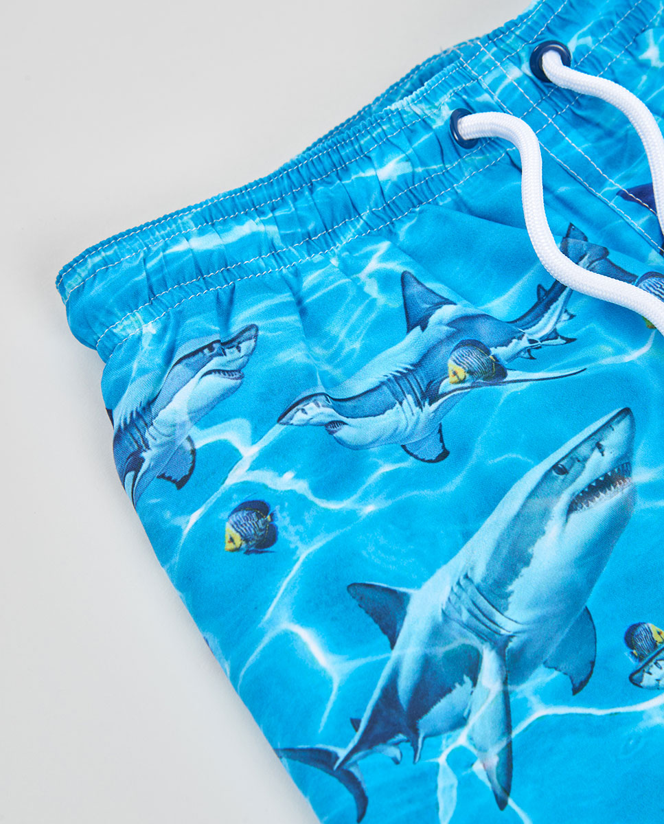 Fato de Banho de Tecido Reciclado Infantil Azul-oceano-3