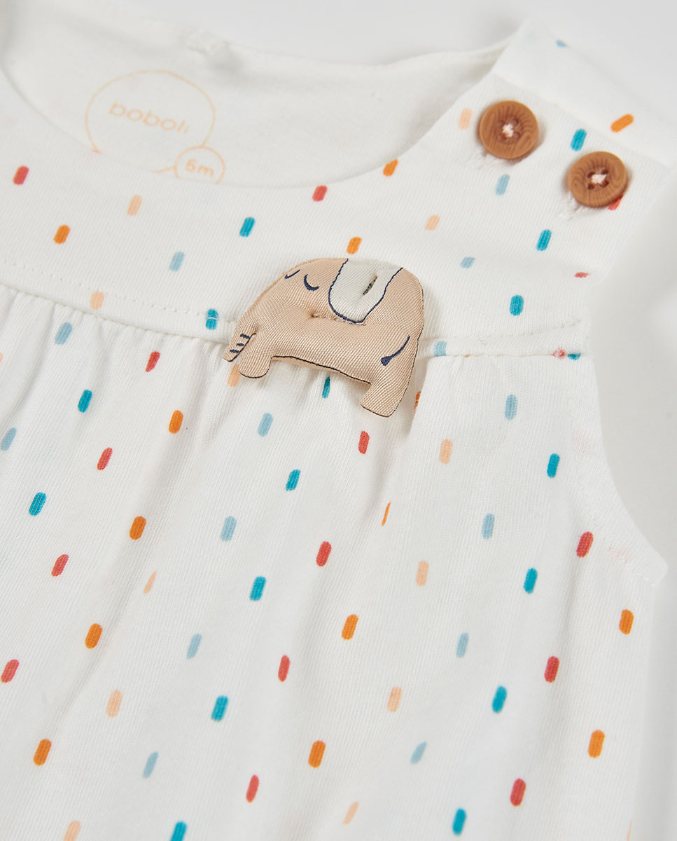 Babygrow de Malha Estampado de Bebé Boboli Branco-3