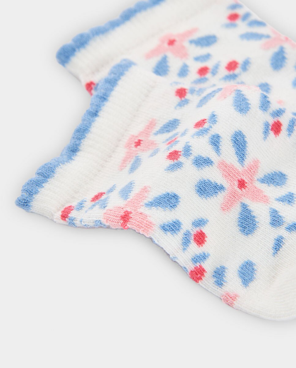 Pack de Meias de Algodão Infantil com Estampados Florais Multicolor-2