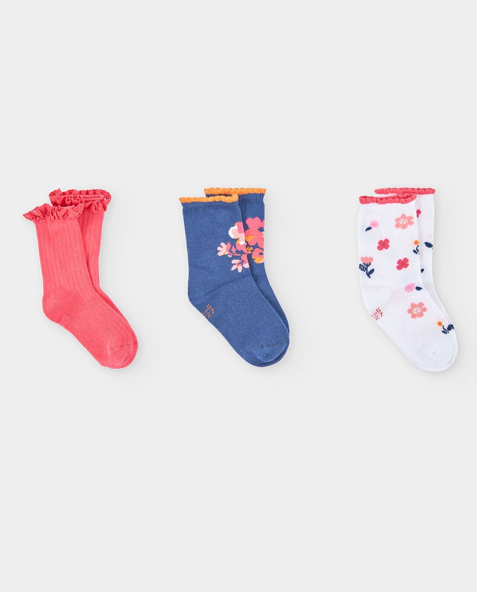 Imagem 0 de Pack de Meias de Algodão Infantil com Estampados Florais