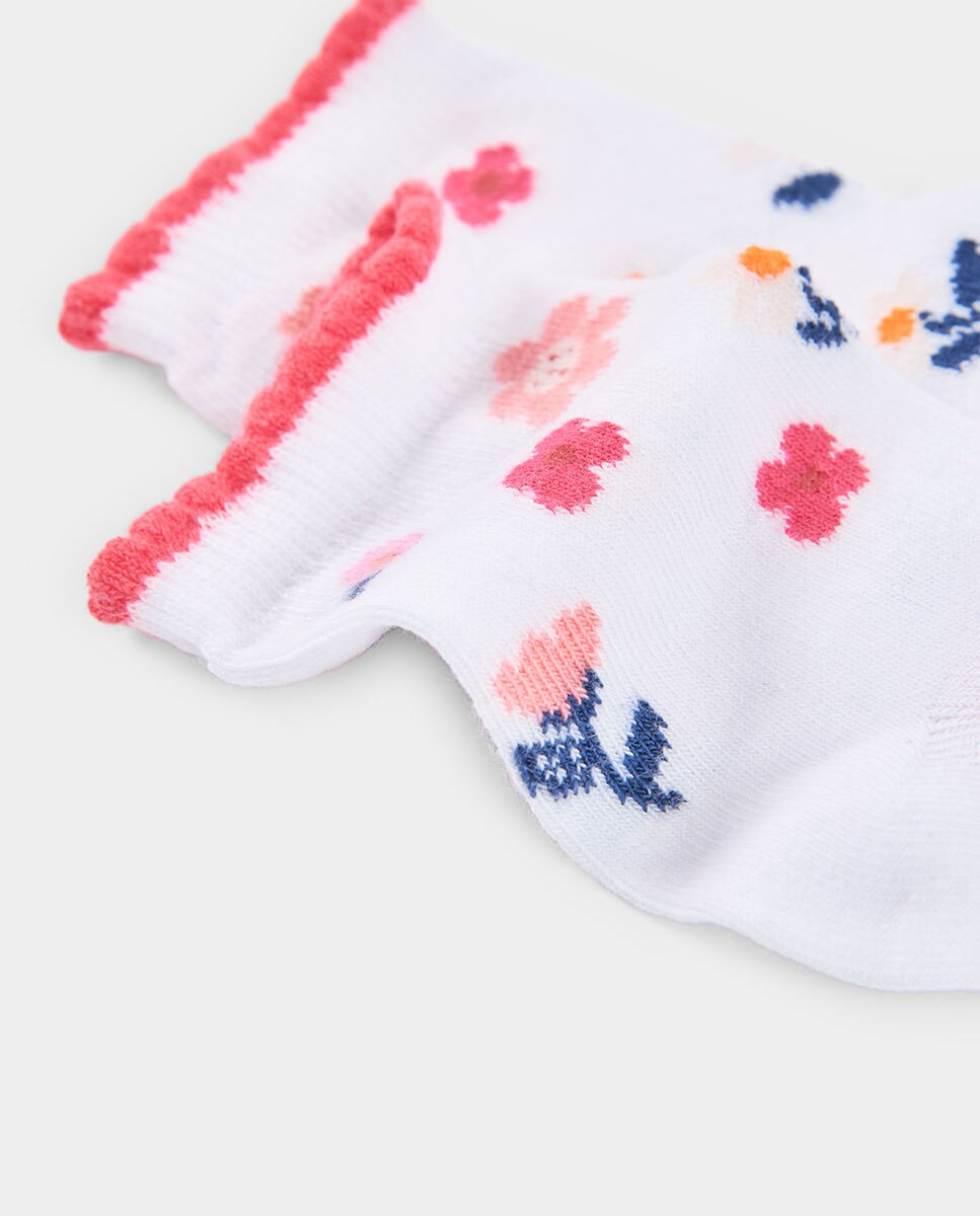 Pack de Meias de Algodão Infantil com Estampados Florais Multicolor-3
