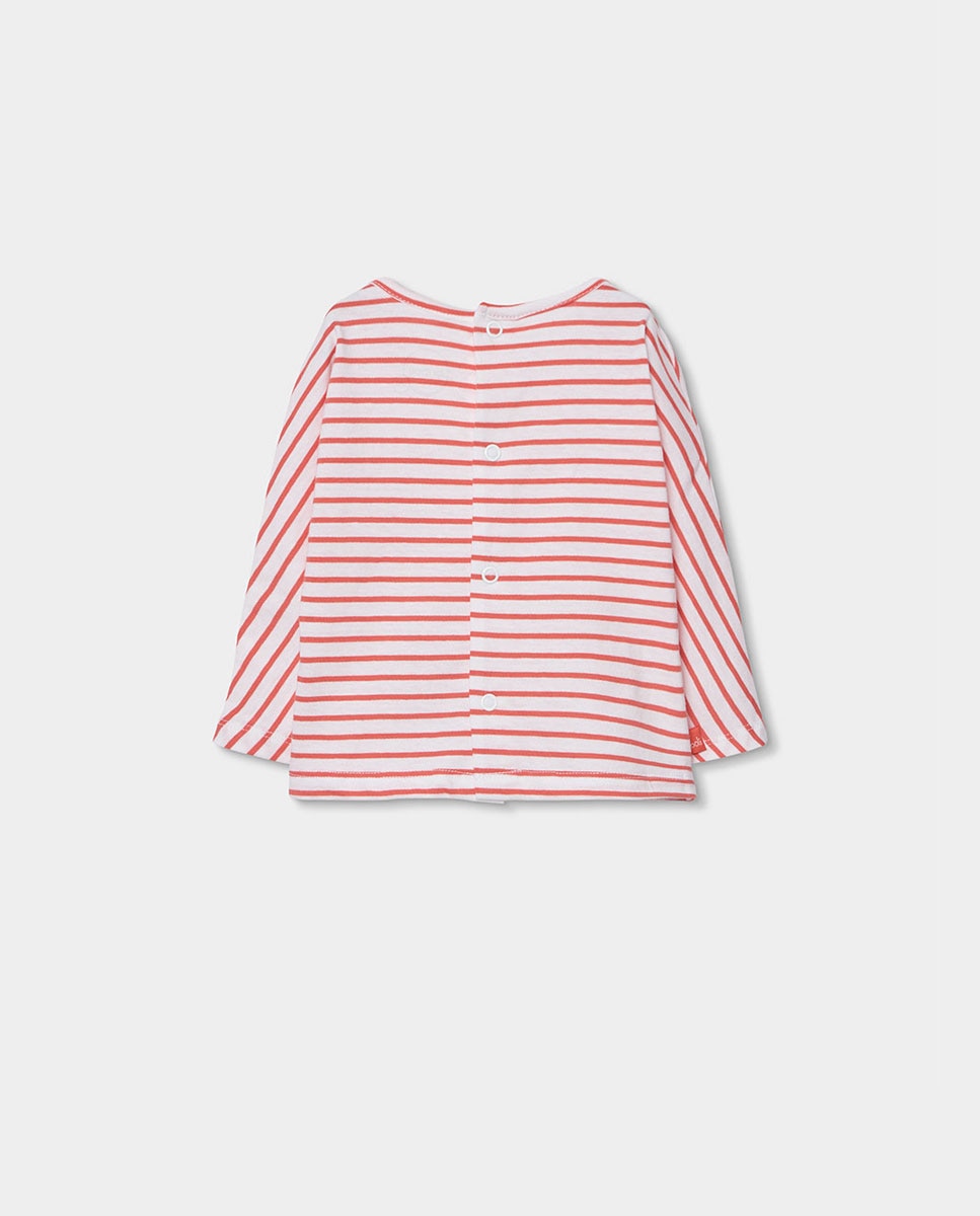 T-shirt de Malha Às Riscas para Bebé Boboli Rosa-2