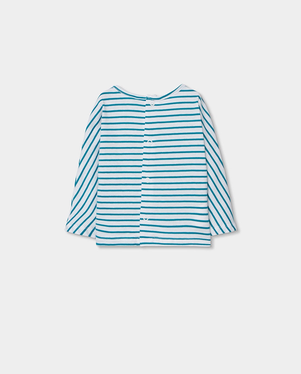 T-shirt de Malha Às Riscas para Bebé Boboli Azul-turquesa-2