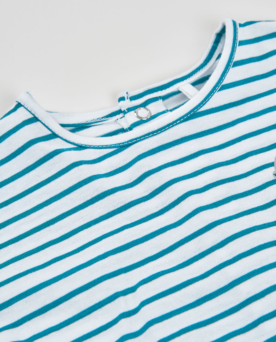 T-shirt de Malha Às Riscas para Bebé Boboli Azul-turquesa-3