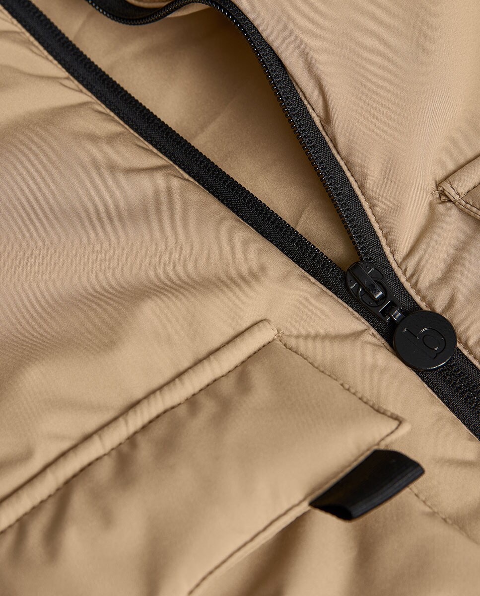 Parka Infantil de Malha com Capuz Bege-3