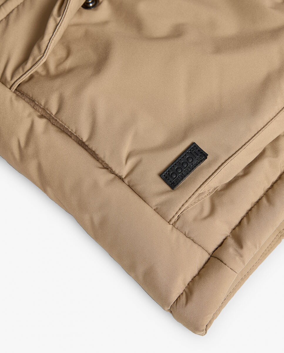 Parka Infantil de Malha com Capuz Bege-4
