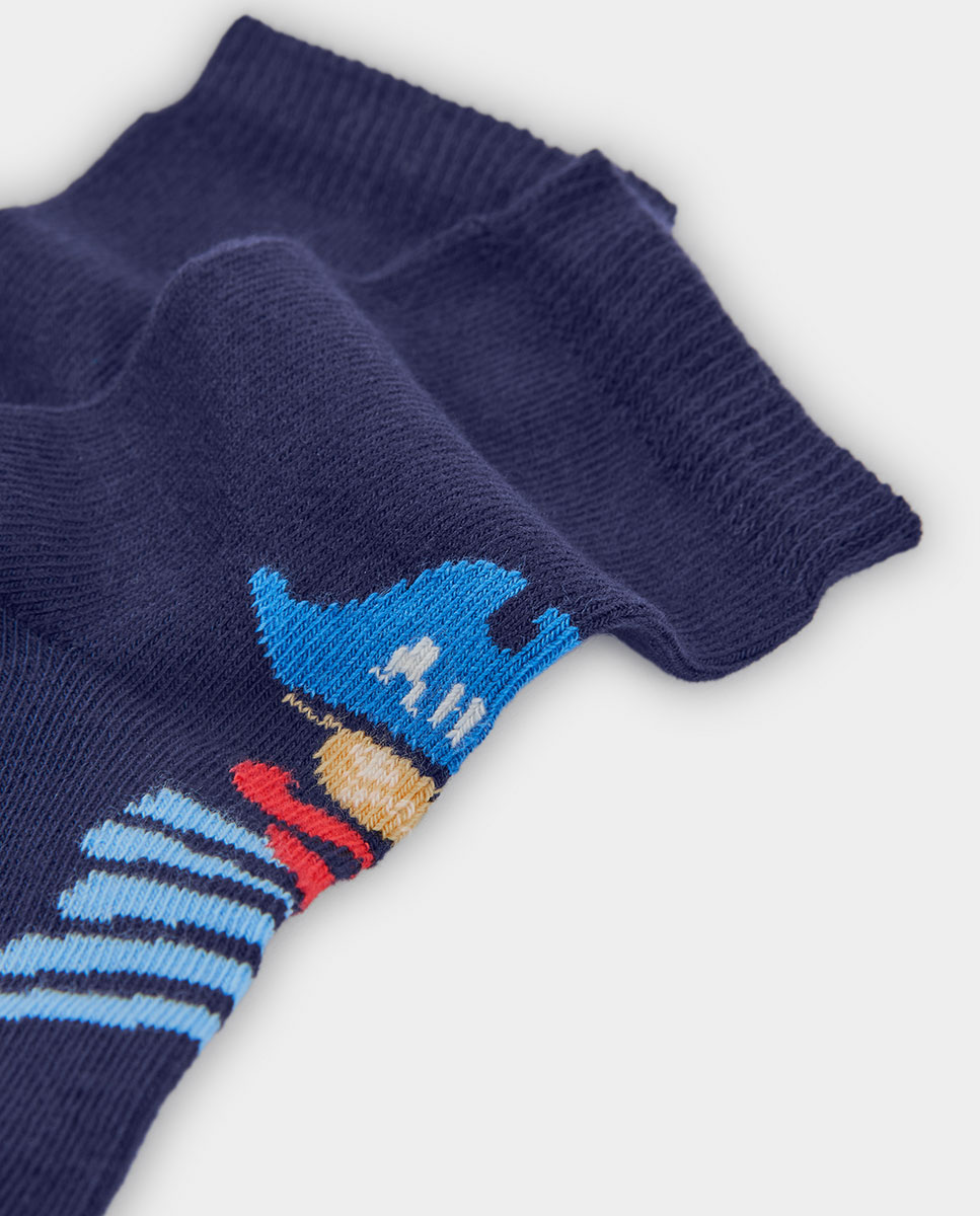 Pack de Meias de Algodão Infantil com Estampados Divertidos Boboli Multicolor-3
