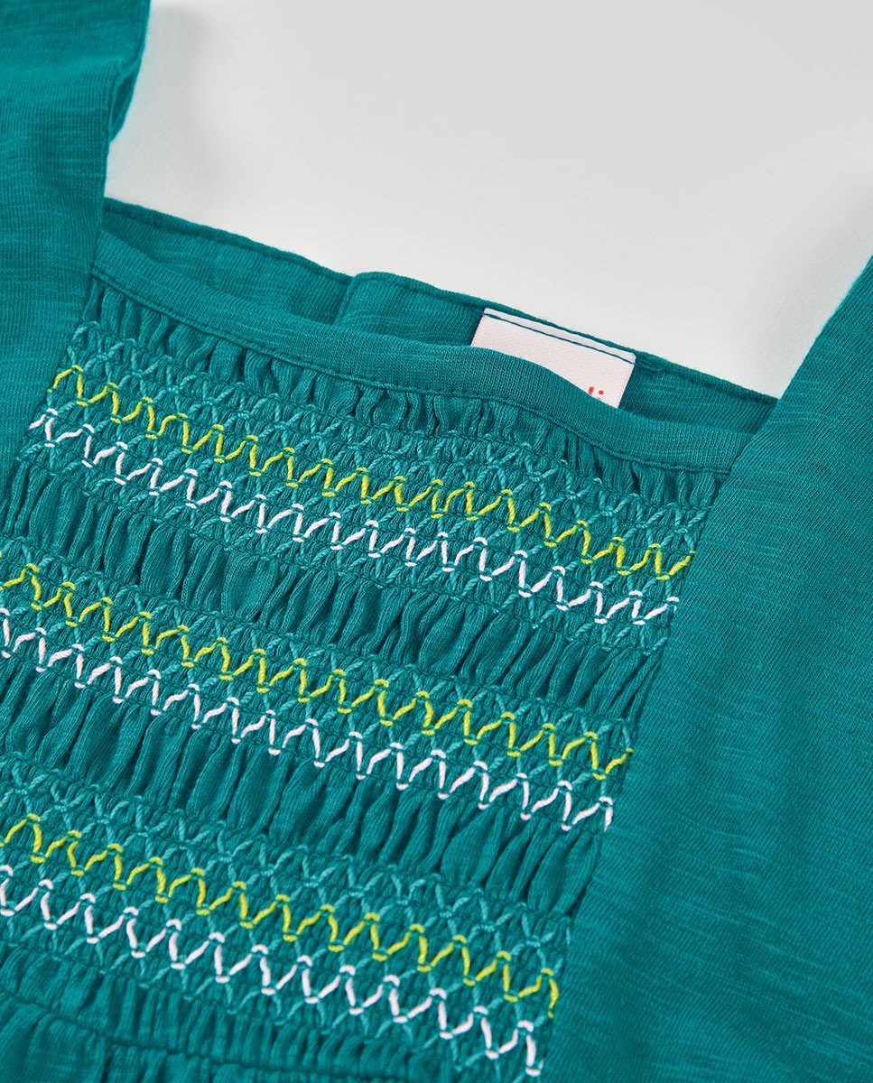 Vestido de Malha Flamé Infantil Boboli Verde-azulado-3