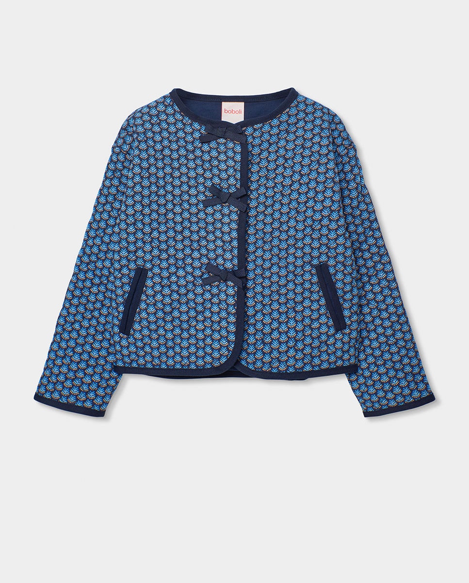 Casaco Acolchoado Estampado Infantil Azul-marinho / Rosa-1