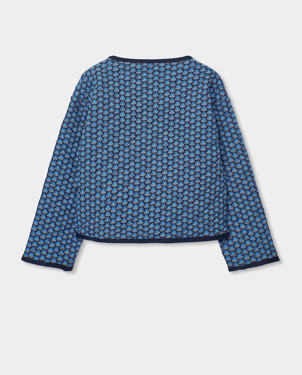 Casaco Acolchoado Estampado Infantil Azul-marinho / Rosa-2