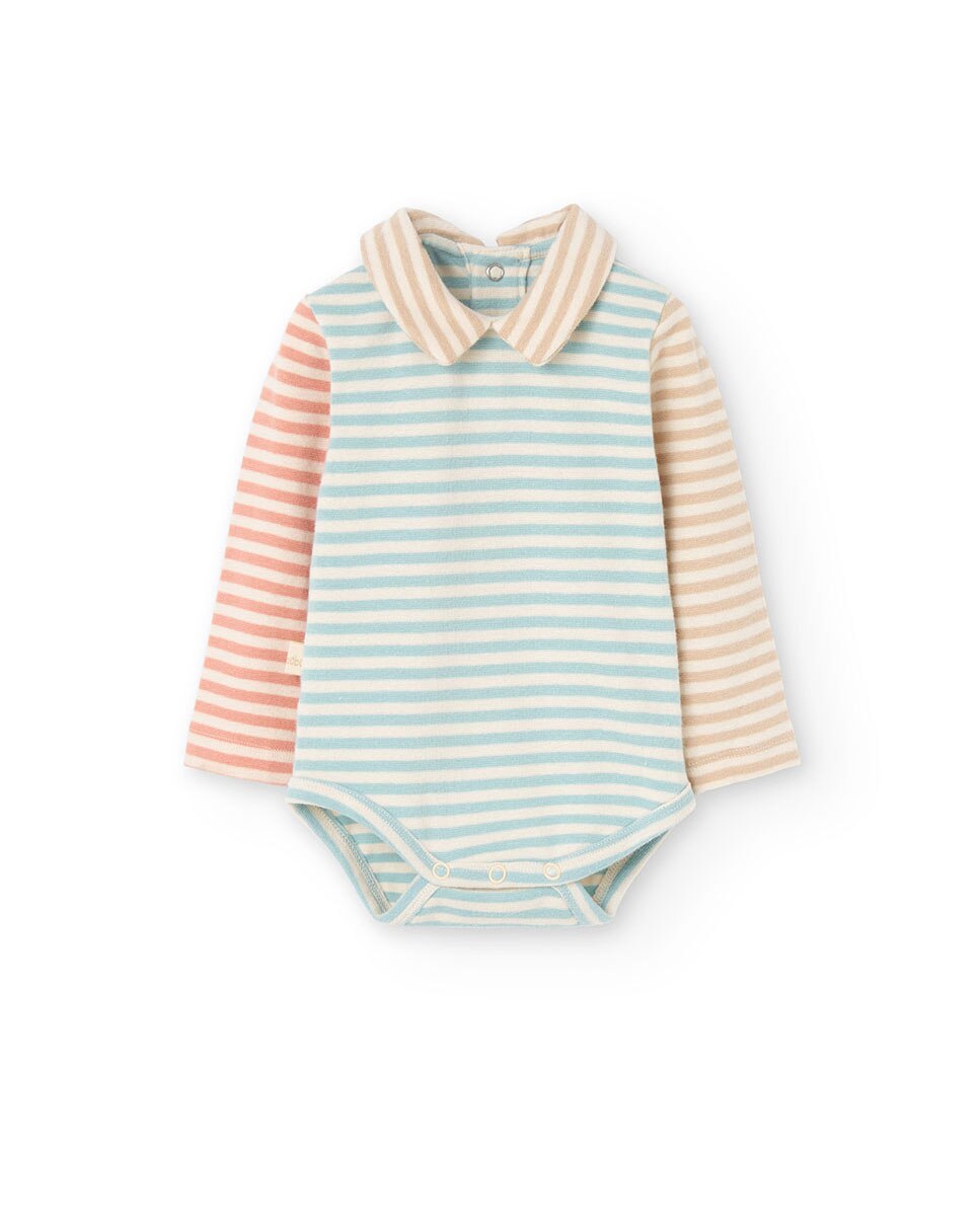 Jardineira para Bebé de Malha com Estampado Boboli Azul / Branco-1