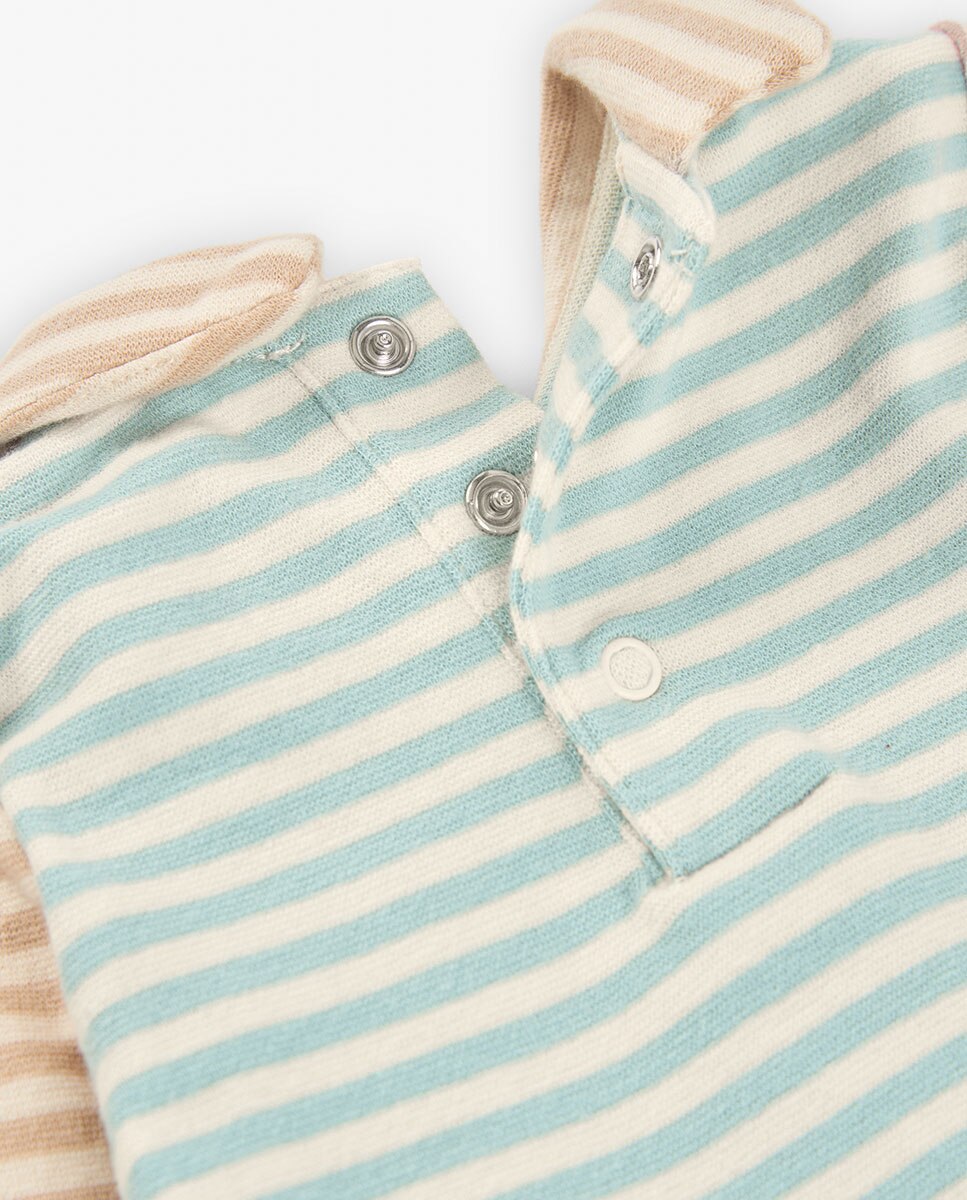 Jardineira para Bebé de Malha com Estampado Boboli Azul / Branco-3