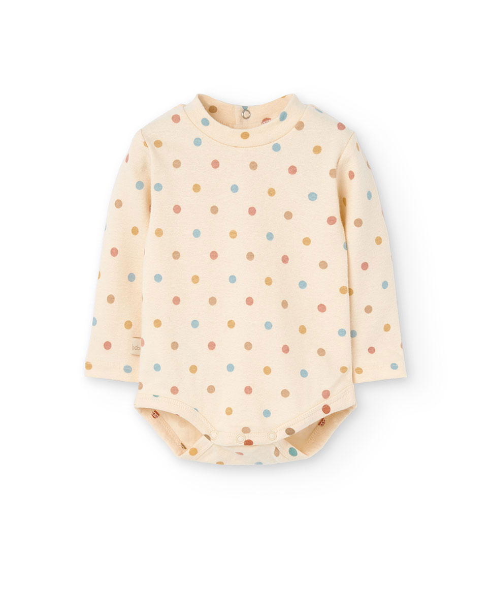 Body para Bebé de Malha com Bolinhas Boboli Natural-1