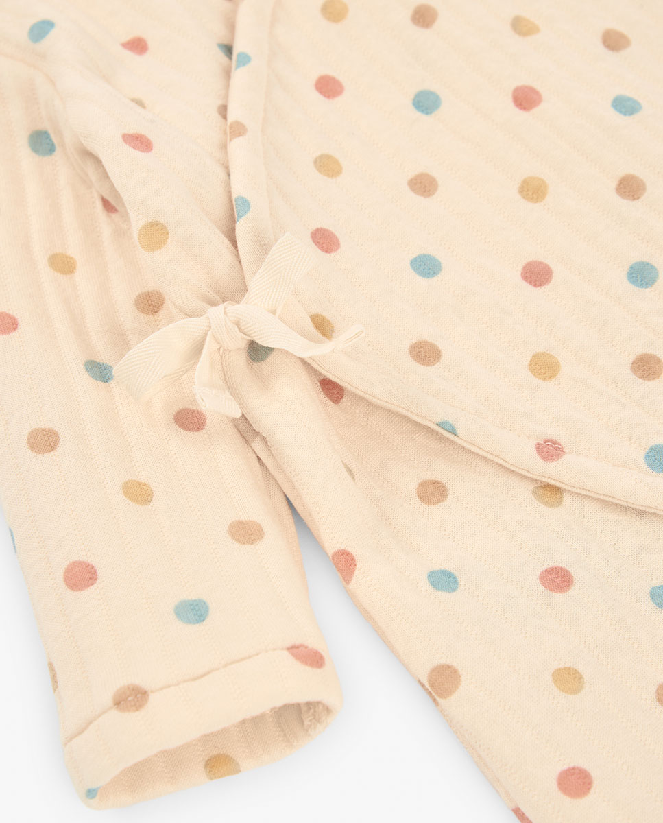 Babygrow para Bebé de Malha com Bolinhas Boboli Bege-3