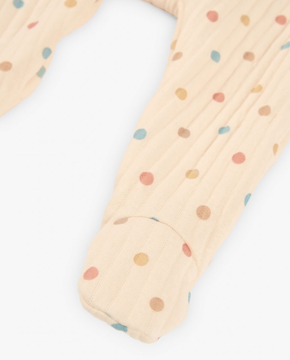 Babygrow para Bebé de Malha com Bolinhas Boboli Bege-4