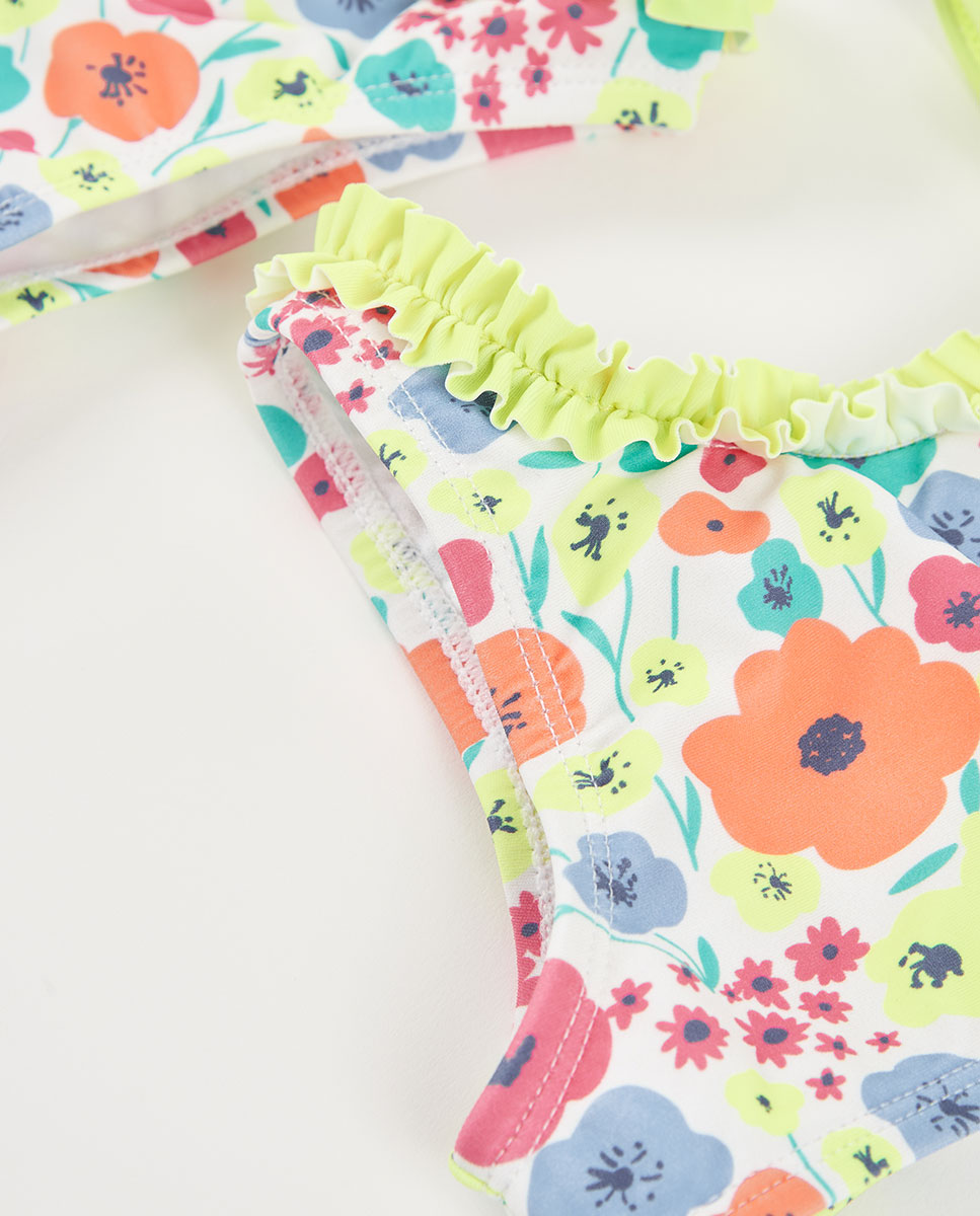Biquíni Poliamida Flores Infantil Boboli Amarelo-flúor-3