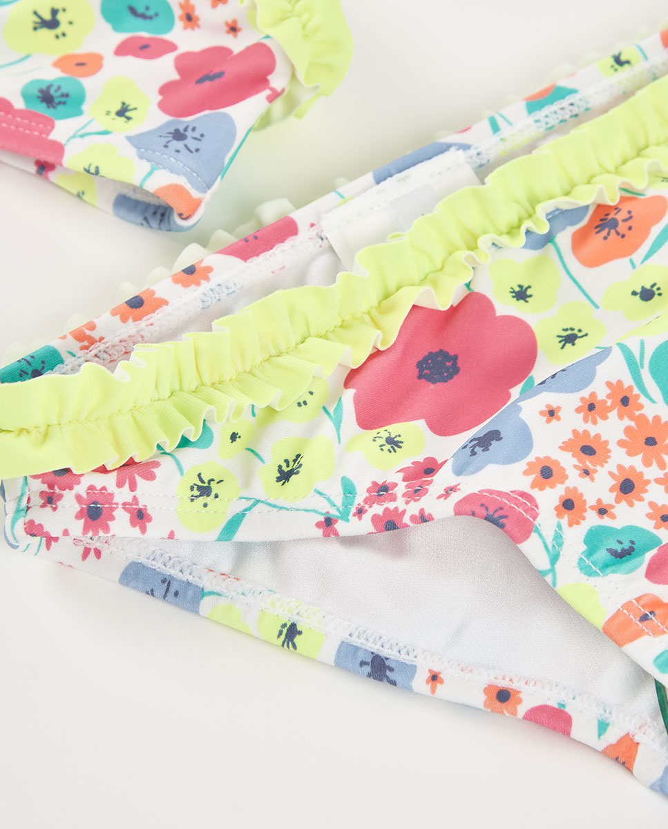 Biquíni Poliamida Flores Infantil Boboli Amarelo-flúor-4
