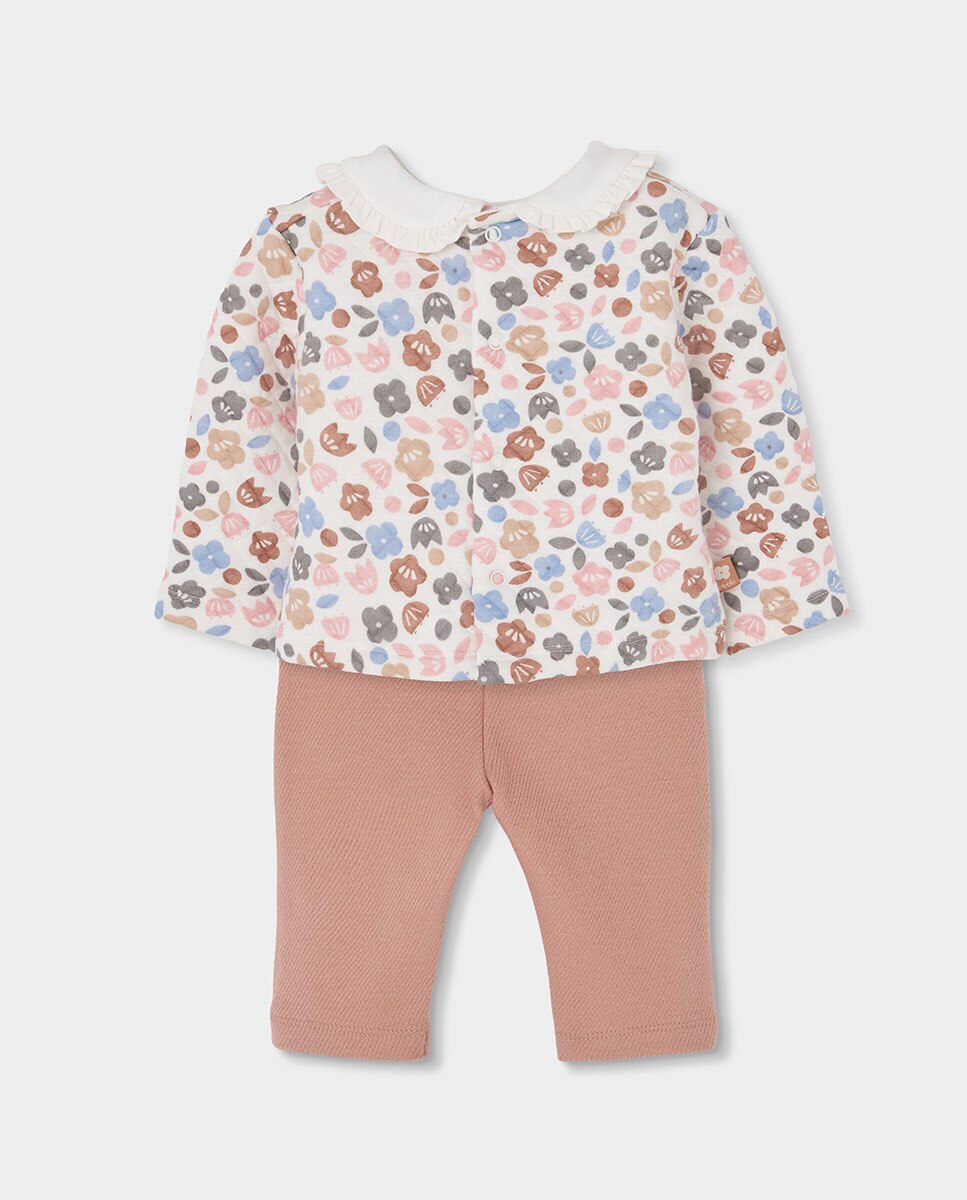 Conjunto para Bebé com Estampado de Flores e Gola Tipo Camisa Boboli Multicolor-2