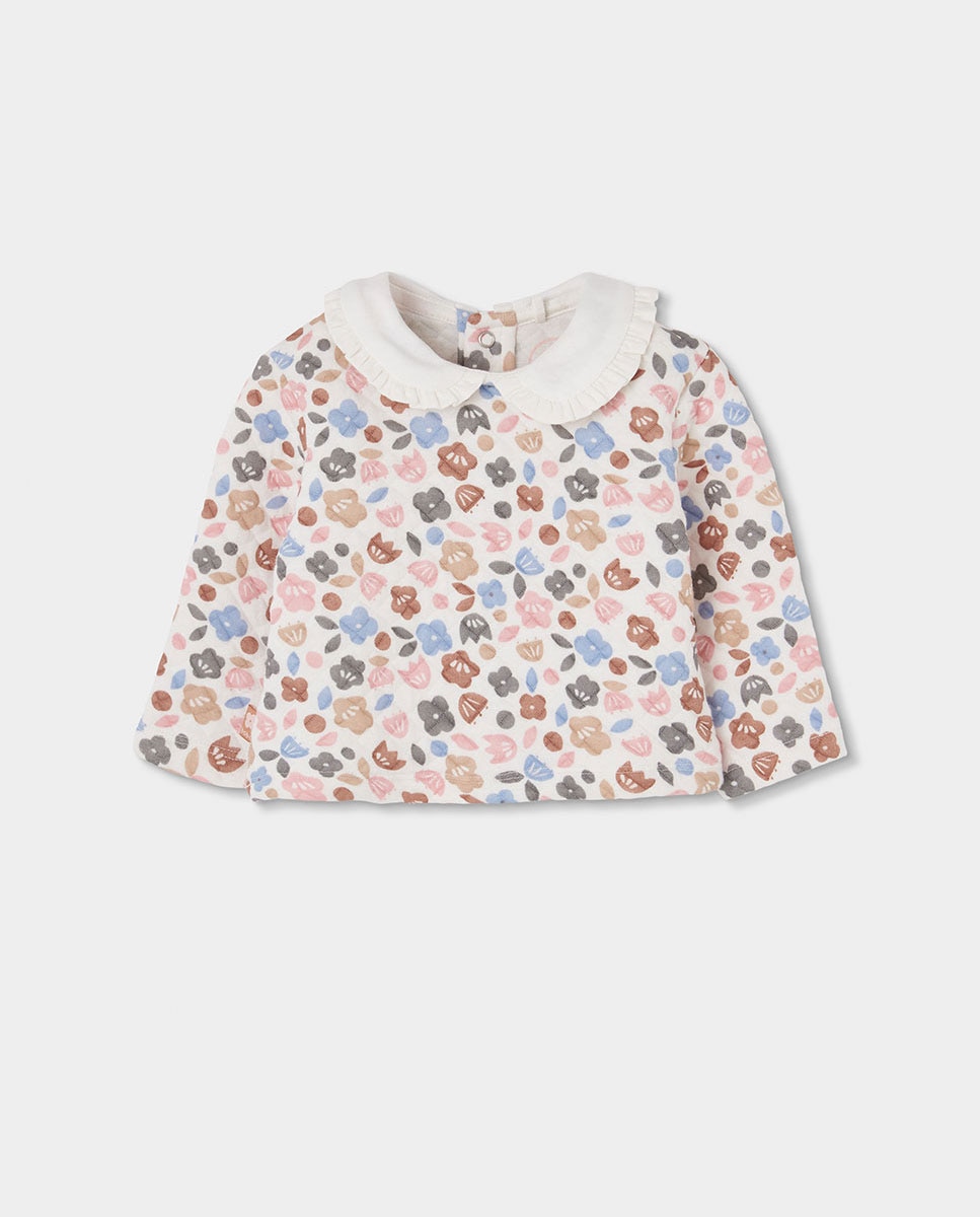 Conjunto para Bebé com Estampado de Flores e Gola Tipo Camisa Boboli Multicolor-3