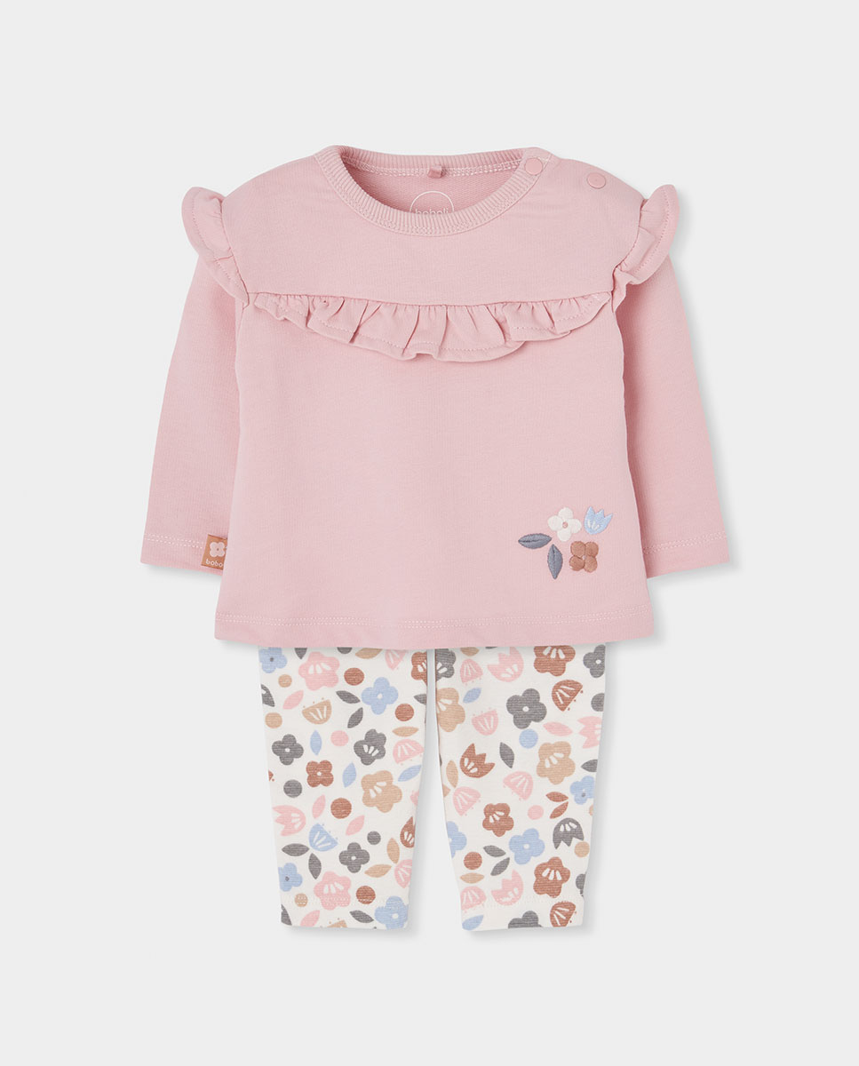Imagem 0 de Conjunto para Bebé de Algodão com Estampado de Flores