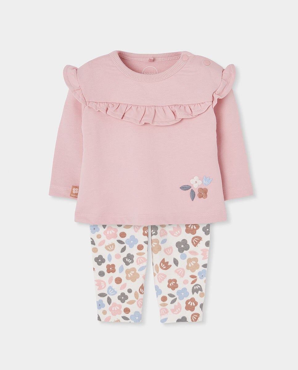 Imagem 0 de Conjunto para Bebé de Algodão com Estampado de Flores