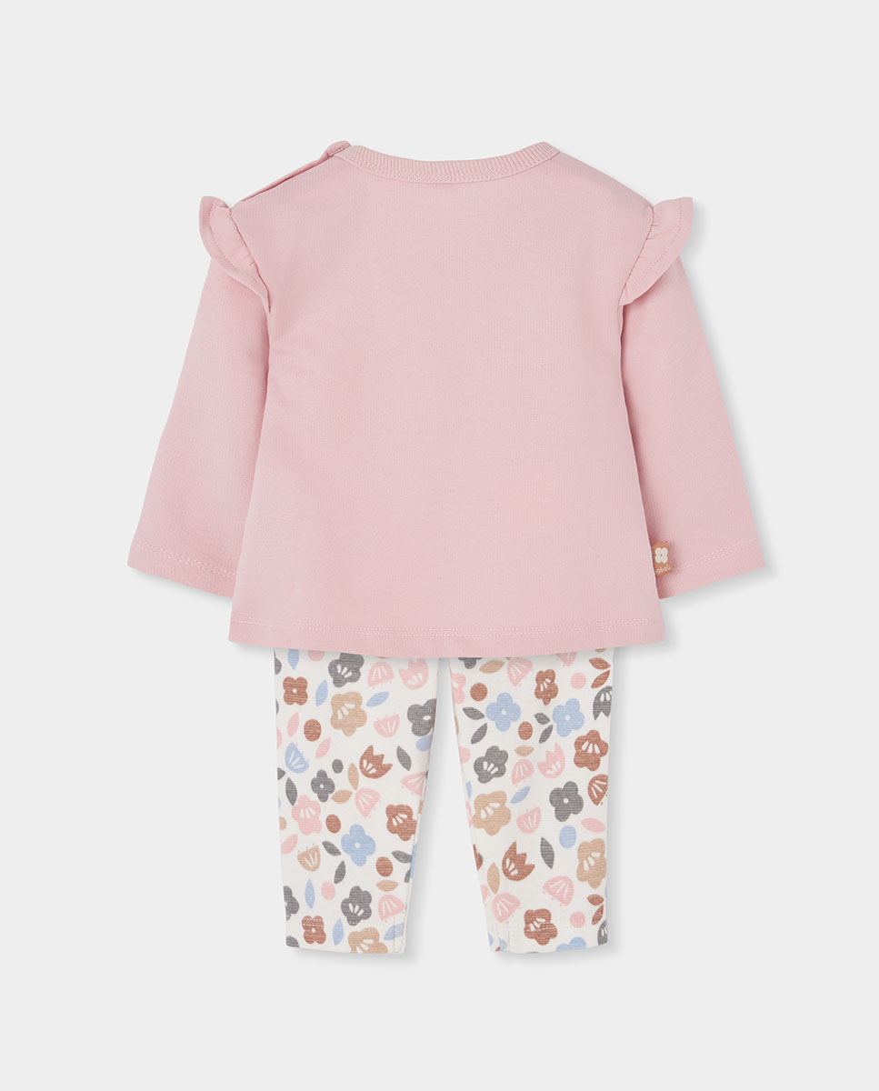 Conjunto para Bebé com Estampado de Flores e Manga Comprida Multicolor-2