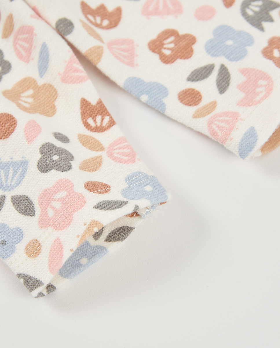 Conjunto para Bebé com Estampado de Flores e Manga Comprida Multicolor-8