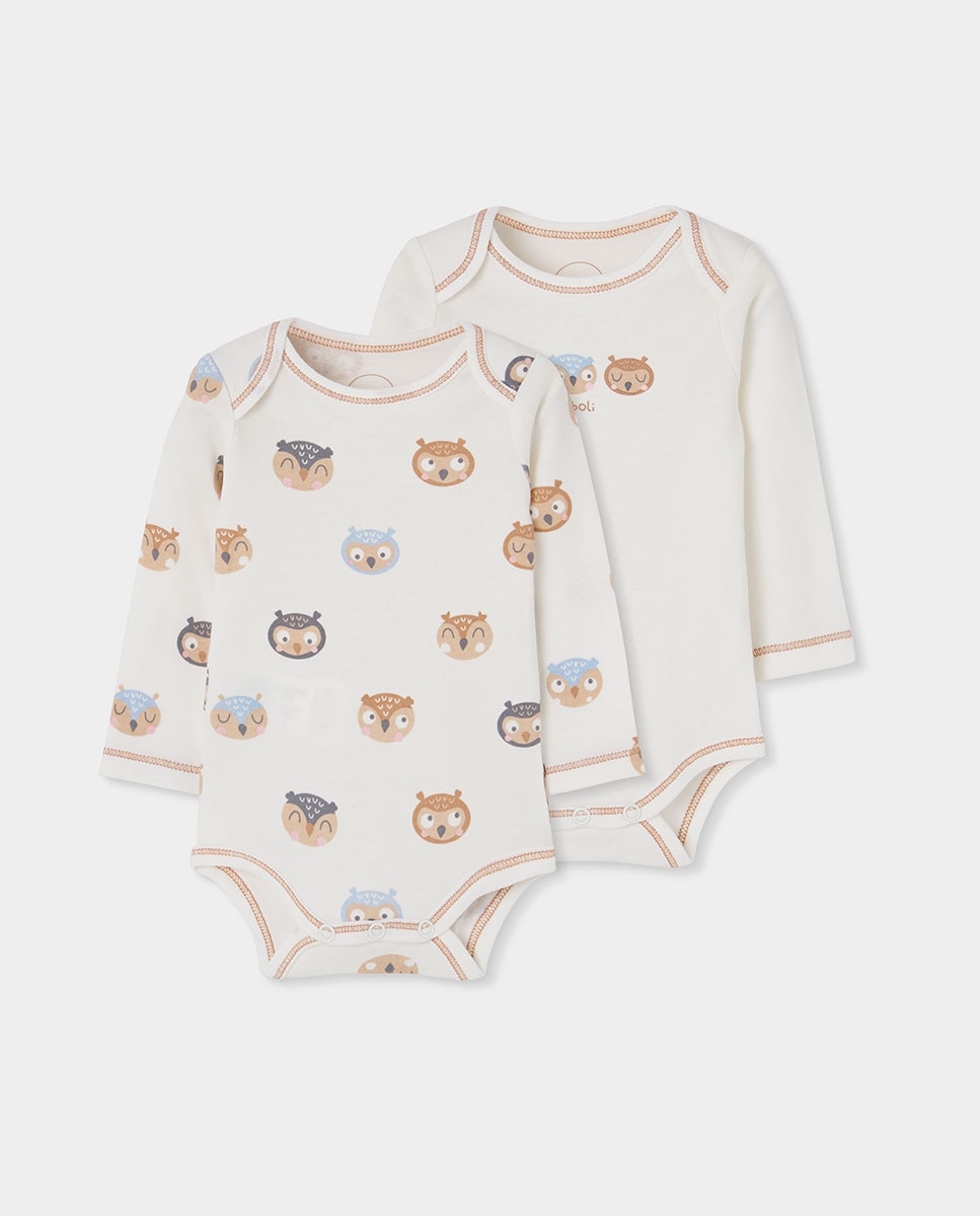 Pack 2 Bodies de Algodão de Manga Comprida com Estampado de Animais Boboli Multicolor-1