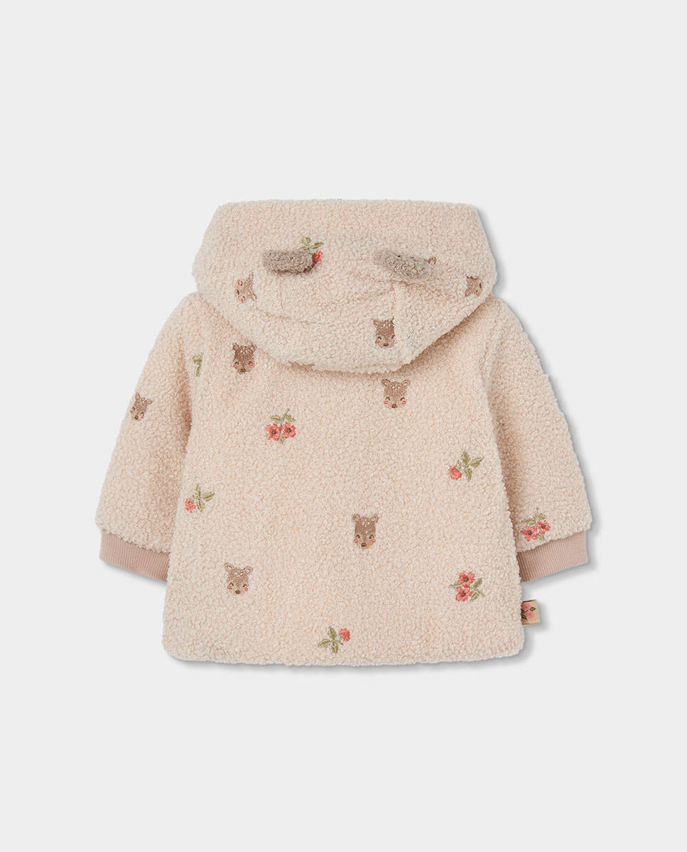 Conjunto para Bebé de Algodão com Manga Comprida e Gola Redonda Branco / Rosa-3