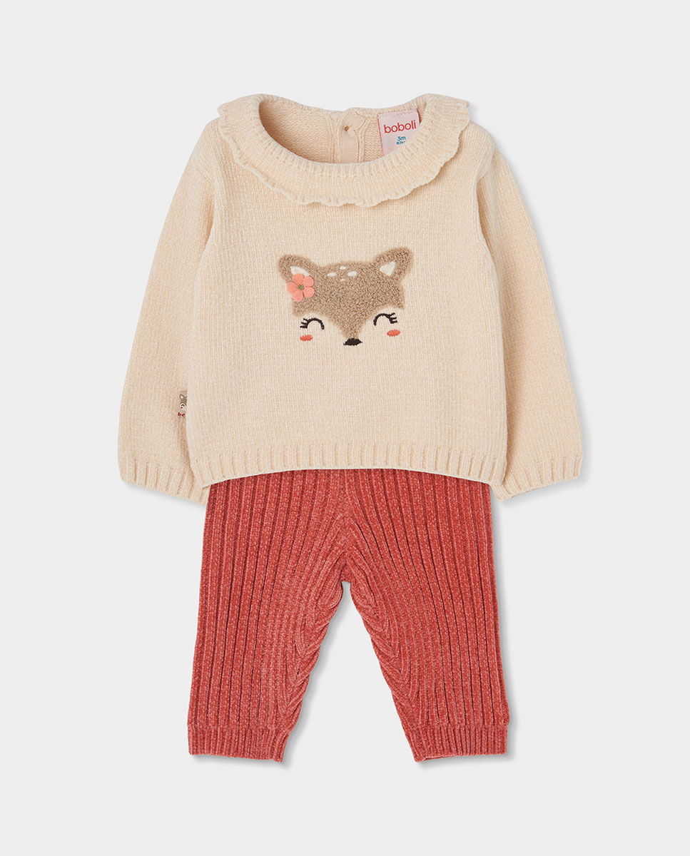 Conjunto para Bebé de Manga Comprida com Gola Redonda Vermelho-1