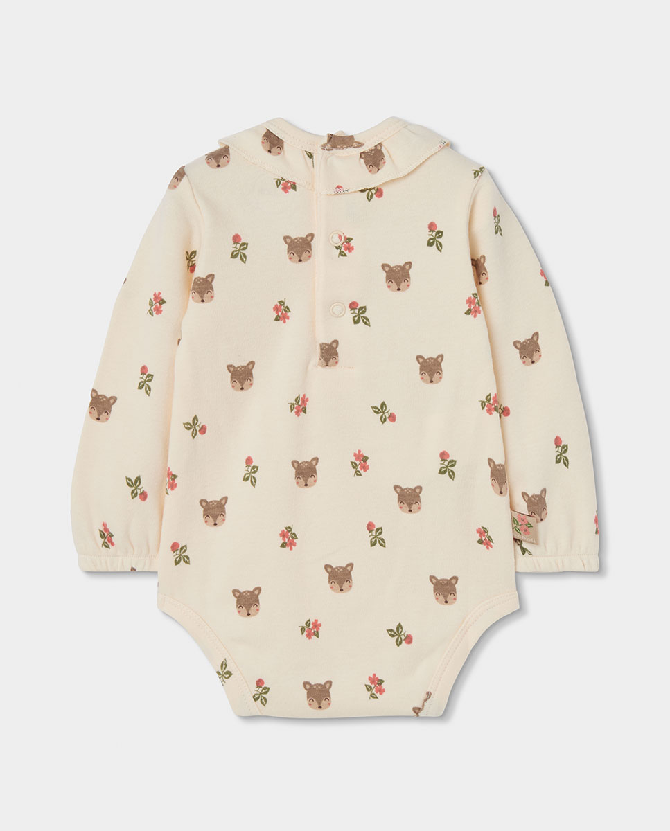 Conjunto para Bebé de Algodão com Manga Comprida e Gola Redonda Rosa-5