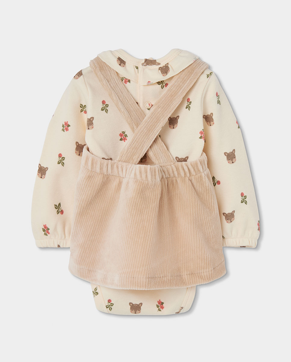 Conjunto para Bebé de Manga Comprida com Gola Redonda Rosa-2