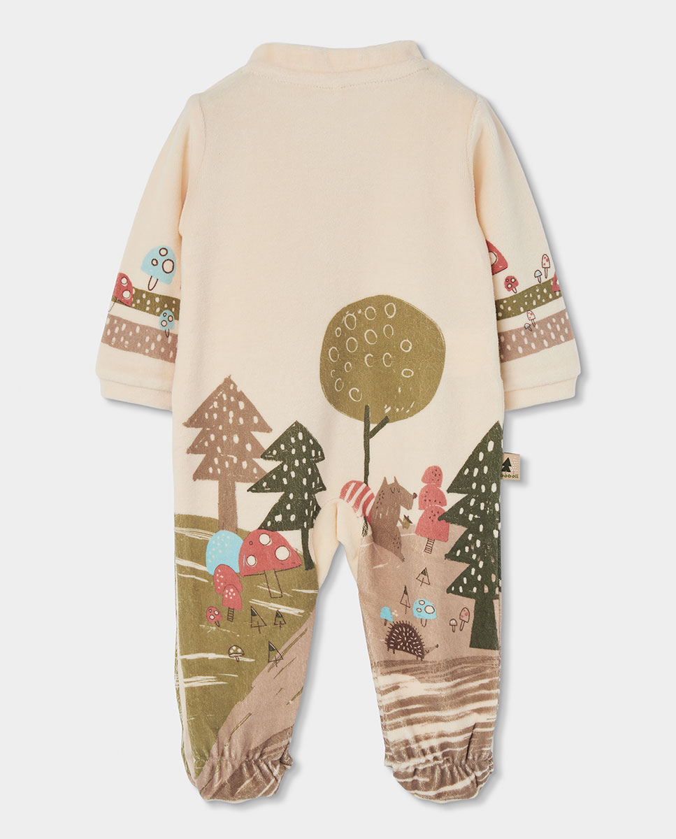 Babygrow de Felpa para Bebé com Estampado de Bosque Boboli Bege-2