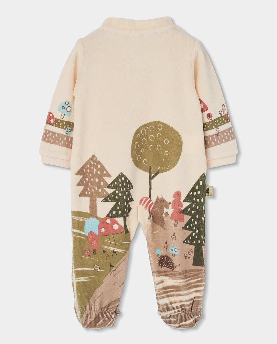 Babygrow de Felpa para Bebé com Estampado de Bosque Bege-2