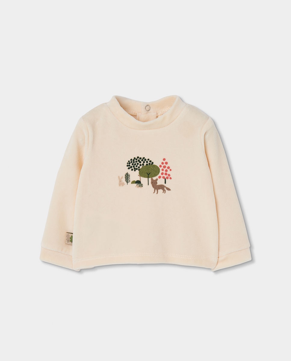 Conjunto de Malha para Bebé de 4 Peças com Estampado de Animais Do Bosque em Cru Boboli Cru-3