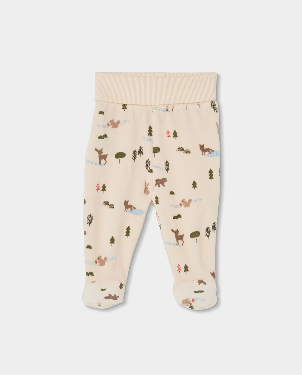 Conjunto de Malha para Bebé de 4 Peças com Estampado de Animais Do Bosque em Cru Boboli Cru-4