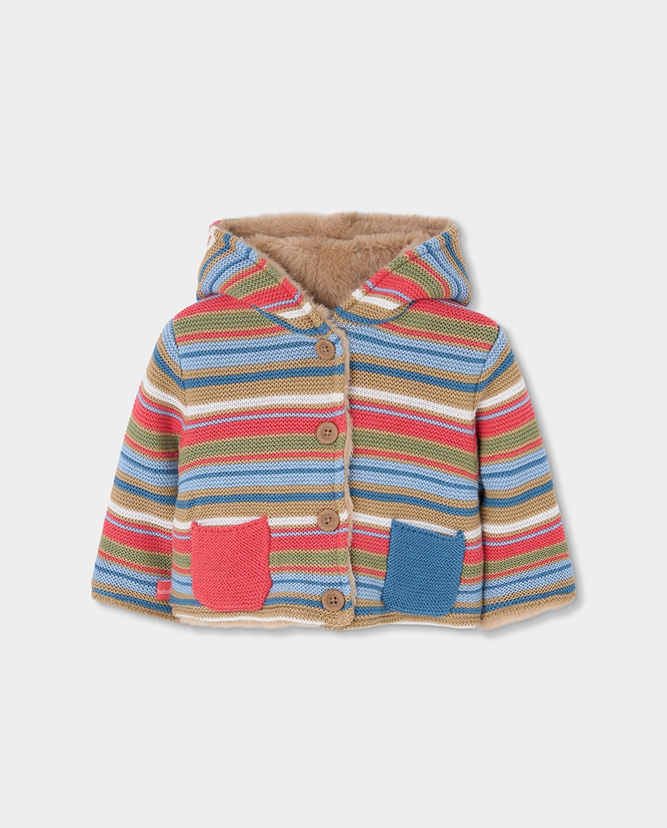 Casaco Reversível para Bebé com Capuz e Bolso Multicolor-3