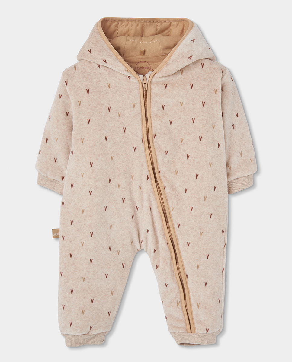 Babygrow para Bebé de Manga Comprida com Gola Redonda Castanho-1