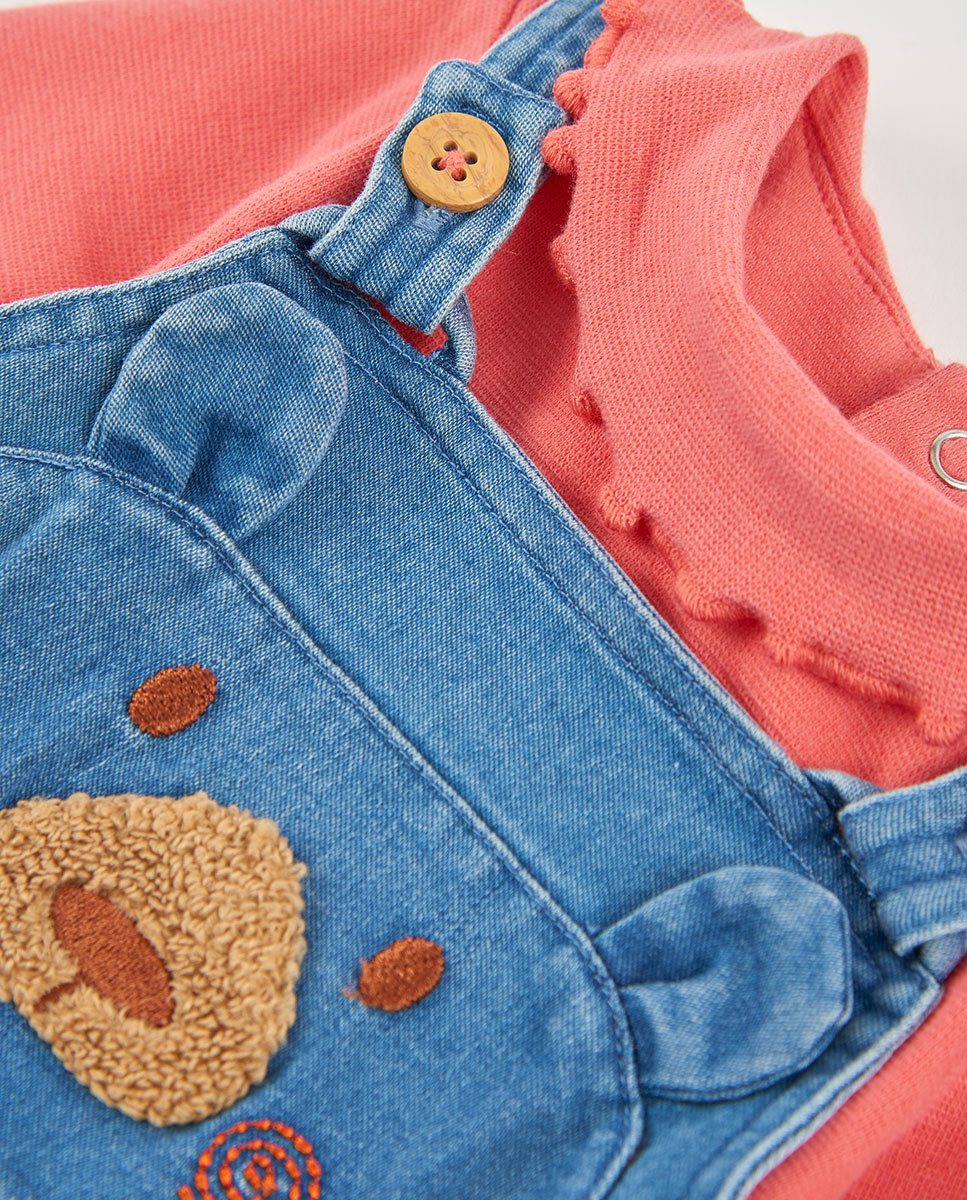 Conjunto de Malha para Bebé de Manga Comprida com Gola Semicisne Boboli Azul denim-7