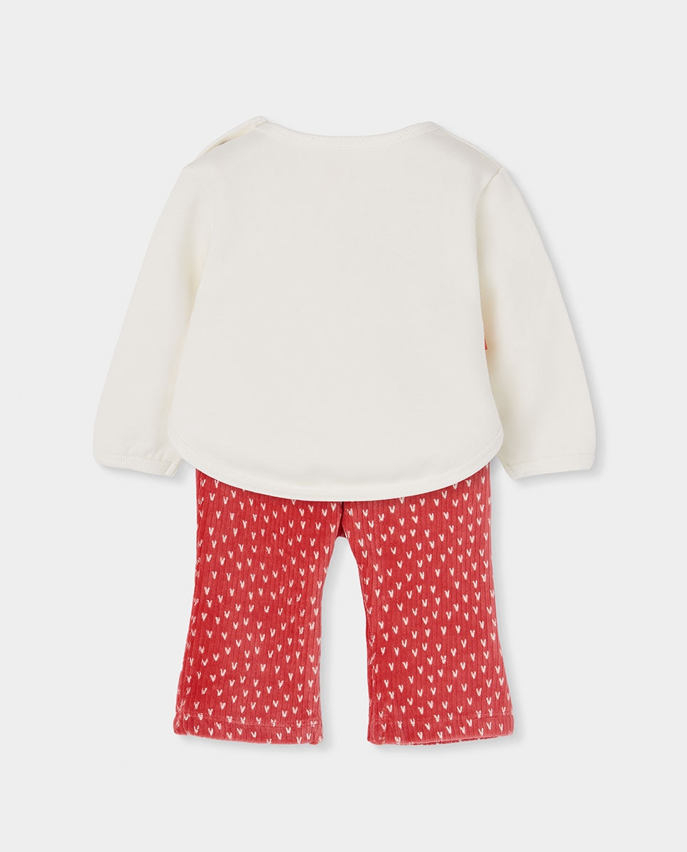 Conjunto de Tricotosa para Bebé de Manga Comprida com Gola Redonda Vermelho-2