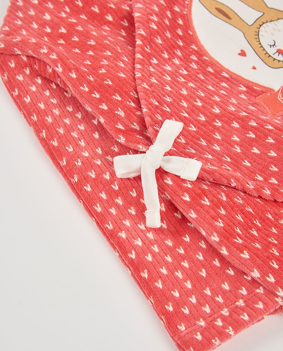 Conjunto de Tricotosa para Bebé de Manga Comprida com Gola Redonda Branco-3