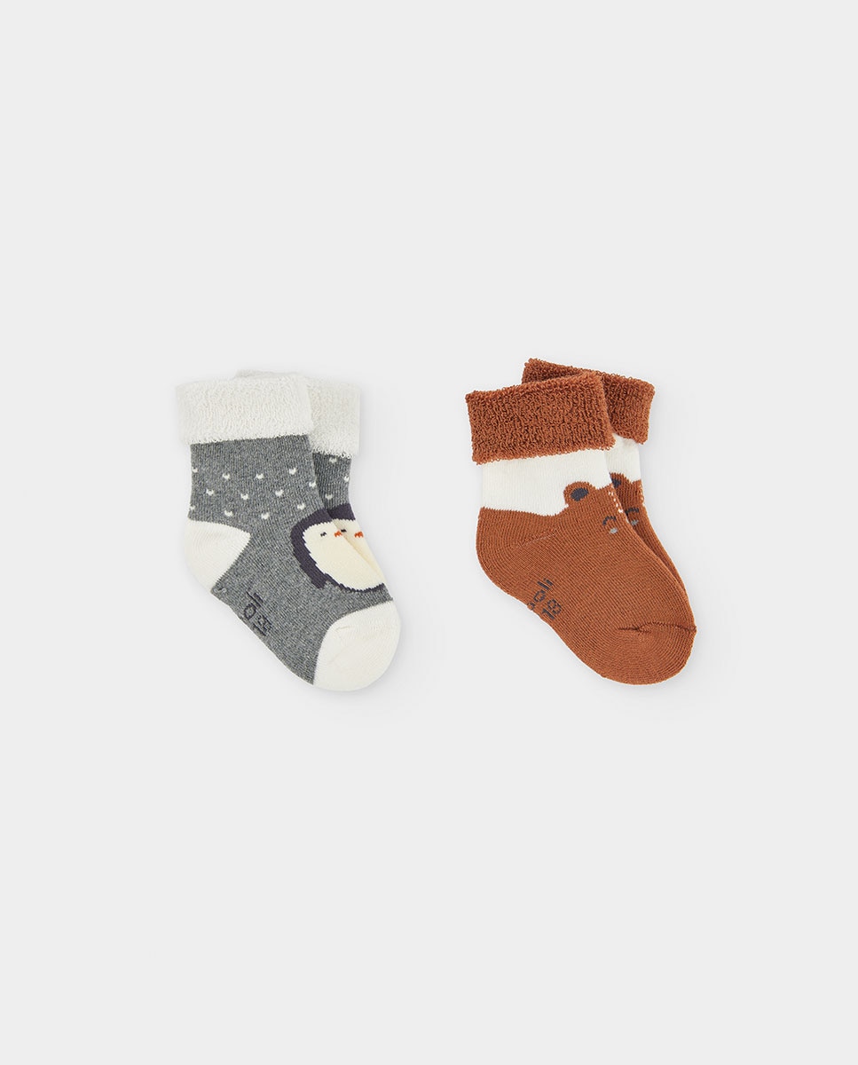 Pack de Meias para Bebé Às Riscas Branco-1