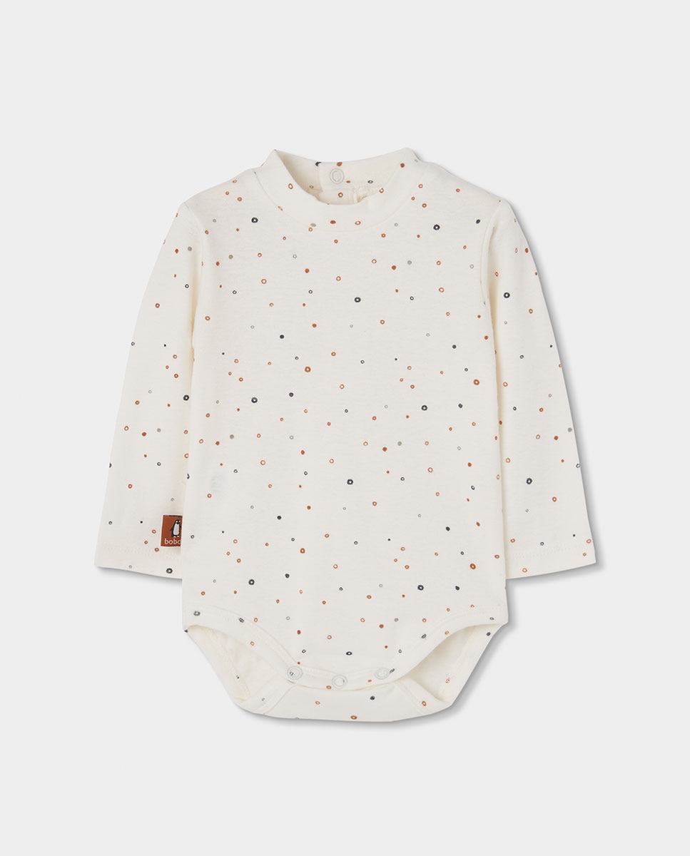Conjunto de Malha para Bebé de Manga Comprida com Gola Semicisne Branco / Cinzento-3