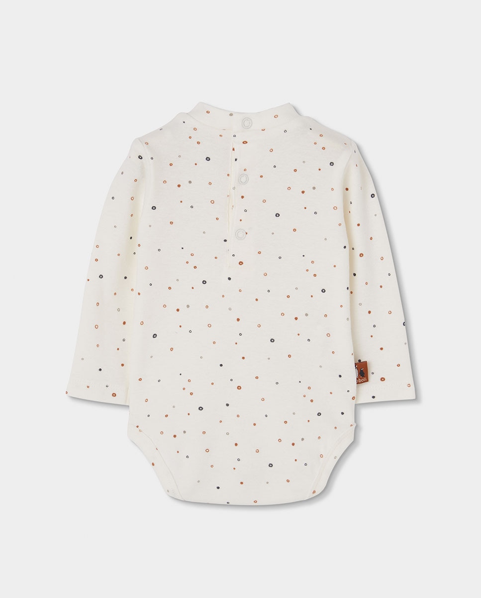 Conjunto de Malha para Bebé de Manga Comprida com Gola Semicisne Branco / Cinzento-5