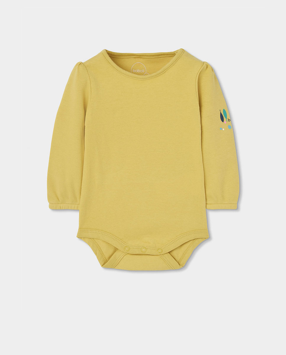 Conjunto de Malha para Bebé de Manga Comprida com Gola Redonda Amarelo-3
